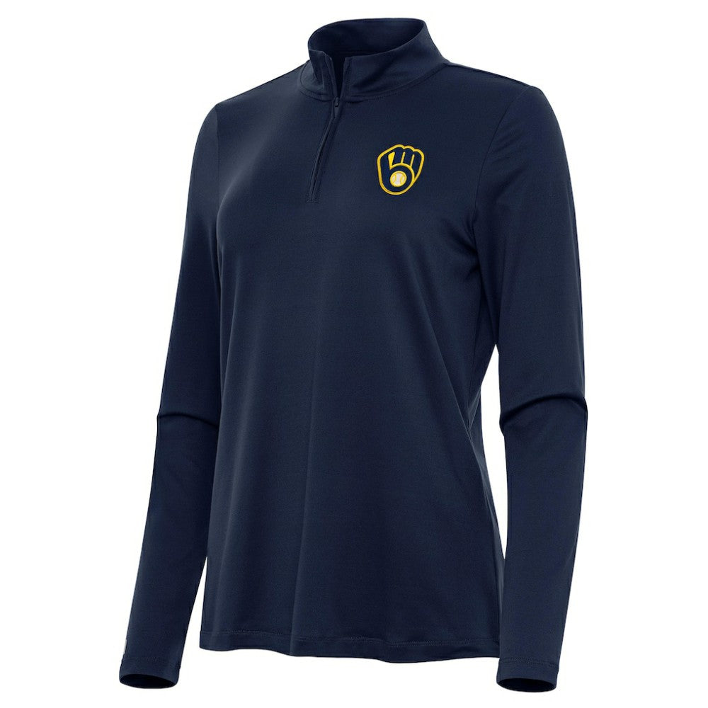 Milwaukee Brewers Antigua Women's Reprocess Quarter-Zip Top - Navy Tops