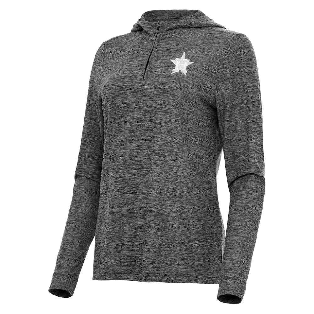 Houston Astros Antigua Women's Daybreak Quarter-Zip Hoodie - Heather Black Hoodies