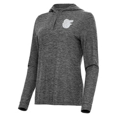 Baltimore Orioles Antigua Women's Daybreak Quarter-Zip Hoodie - Heather Black Hoodies