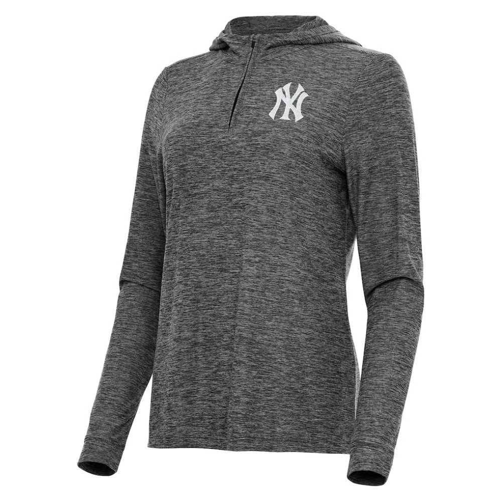 New York Yankees Antigua Women's Daybreak Quarter-Zip Hoodie - Heather Black Hoodies
