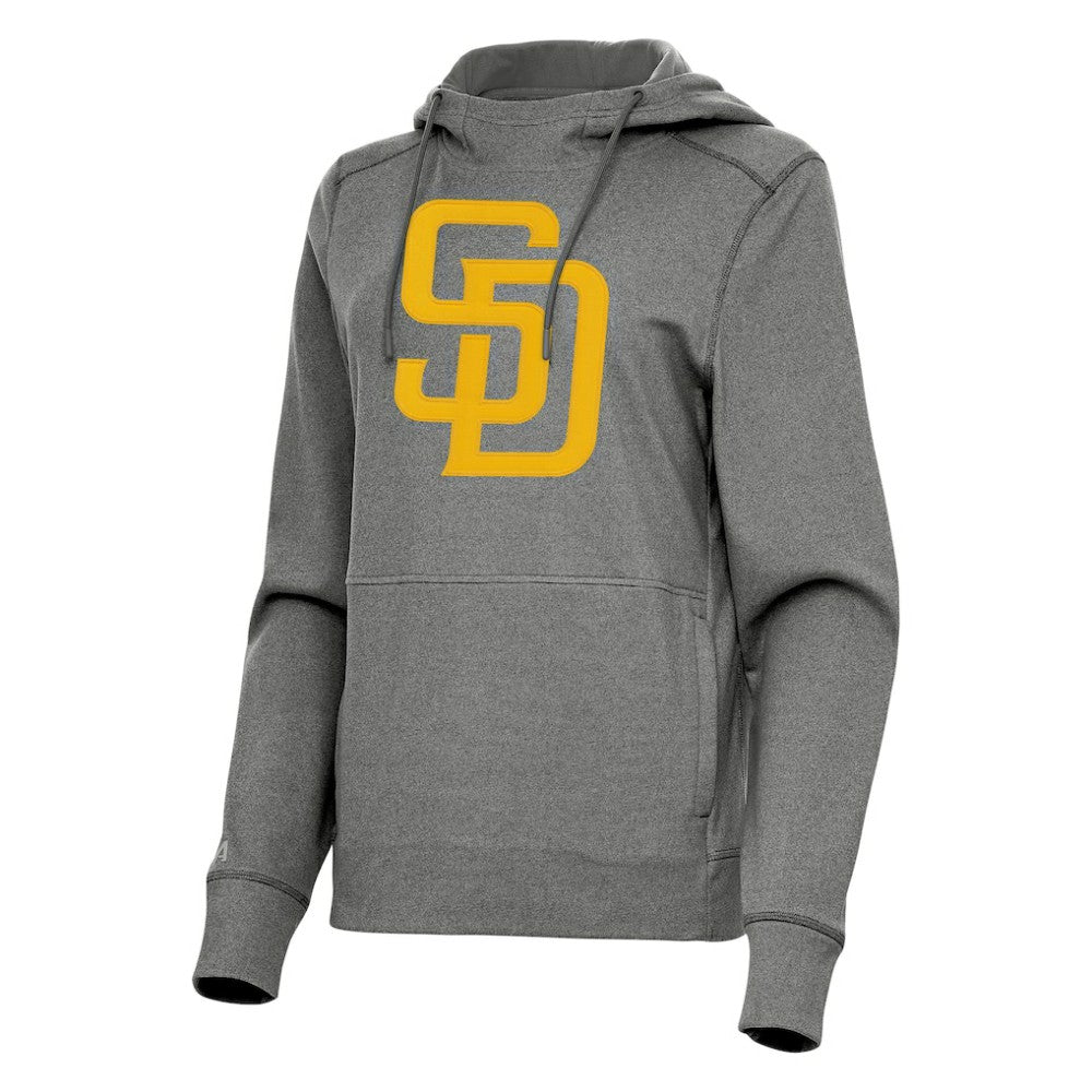 San Diego Padres Antigua Women's Justice Pullover Hoodie - Heather Black Hoodies