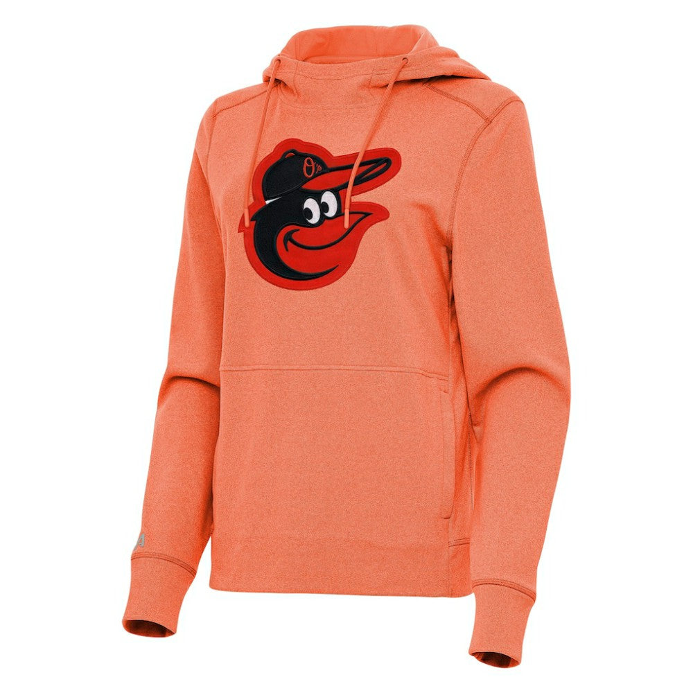 Baltimore Orioles Antigua Women's Justice Pullover Hoodie - Heather Orange Hoodies