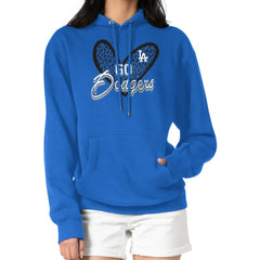Los Angeles Dodgers G-III 4Her by Carl Banks Women's Leopard Heart Pullover Hoodie - Royal Hoodies