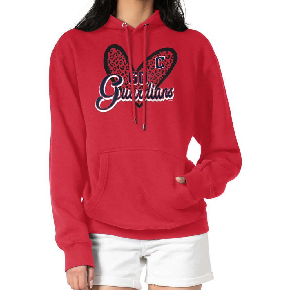 Cleveland Guardians G-III 4Her by Carl Banks Women's Leopard Heart Pullover Hoodie - Red Hoodies