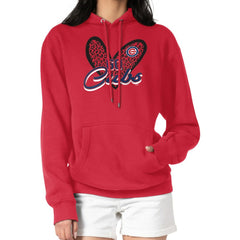 Chicago Cubs G-III 4Her by Carl Banks Women's Leopard Heart Pullover Hoodie - Red Hoodies