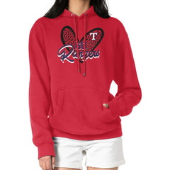 Texas Rangers G-III 4Her by Carl Banks Women's Leopard Heart Pullover Hoodie - Red Hoodies