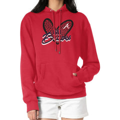 Atlanta Braves G-III 4Her by Carl Banks Women's Leopard Heart Pullover Hoodie - Red Hoodies