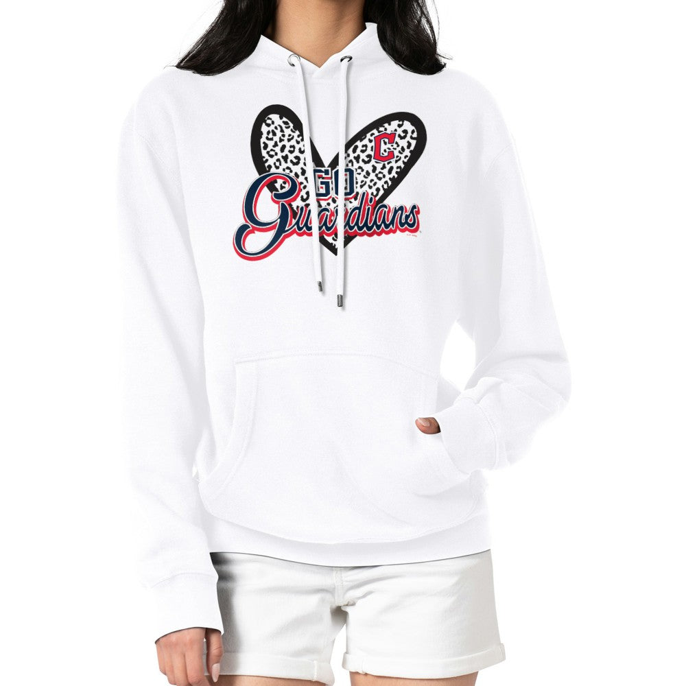 Cleveland Guardians G-III 4Her by Carl Banks Women's Leopard Heart Pullover Hoodie - White Hoodies