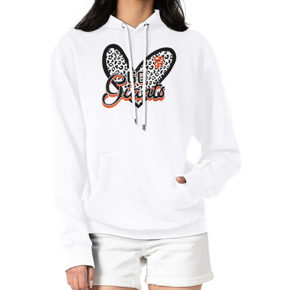 San Francisco Giants G-III 4Her by Carl Banks Women's Leopard Heart Pullover Hoodie - White Hoodies