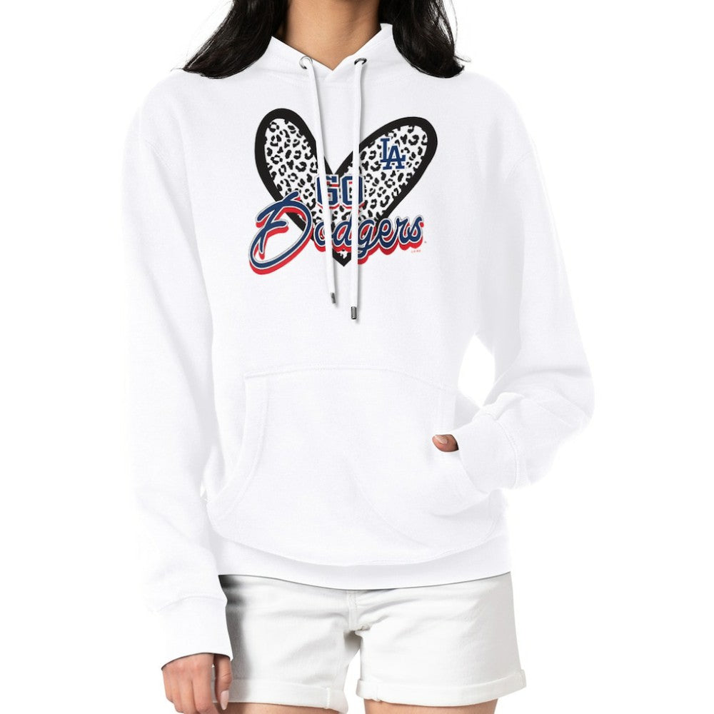 Los Angeles Dodgers G-III 4Her by Carl Banks Women's Leopard Heart Pullover Hoodie - White Hoodies