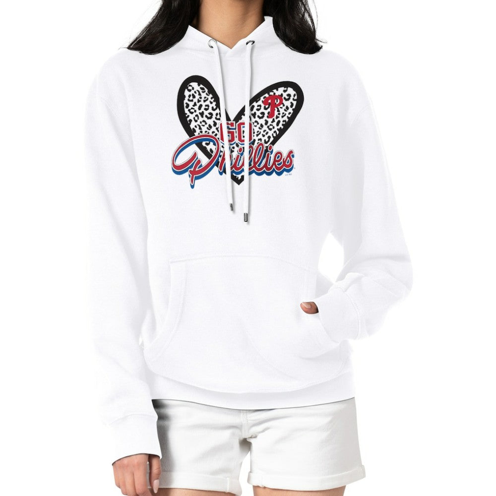Philadelphia Phillies G-III 4Her by Carl Banks Women's Leopard Heart Pullover Hoodie - White Hoodies