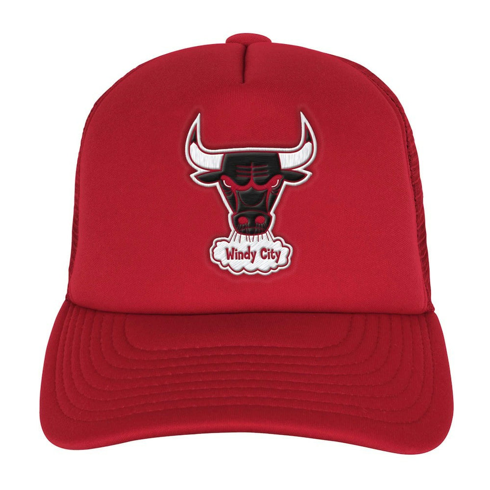 Chicago Bulls Youth Core Evergreen Trucker Adjustable Hat Red - Mitchell & Ness