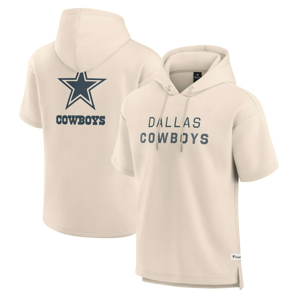 Dallas Cowboys Elements Future Ground Lettering Short Sleeve Pullover Hoodie - Cream Hoodies