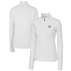 Indianapolis Colts Cutter & Buck Women's Traverse Stretch DryTec Quarter-Zip Top - White Tops