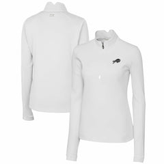 Buffalo Bills Cutter & Buck Women's Traverse Stretch DryTec Quarter-Zip Top - White Tops