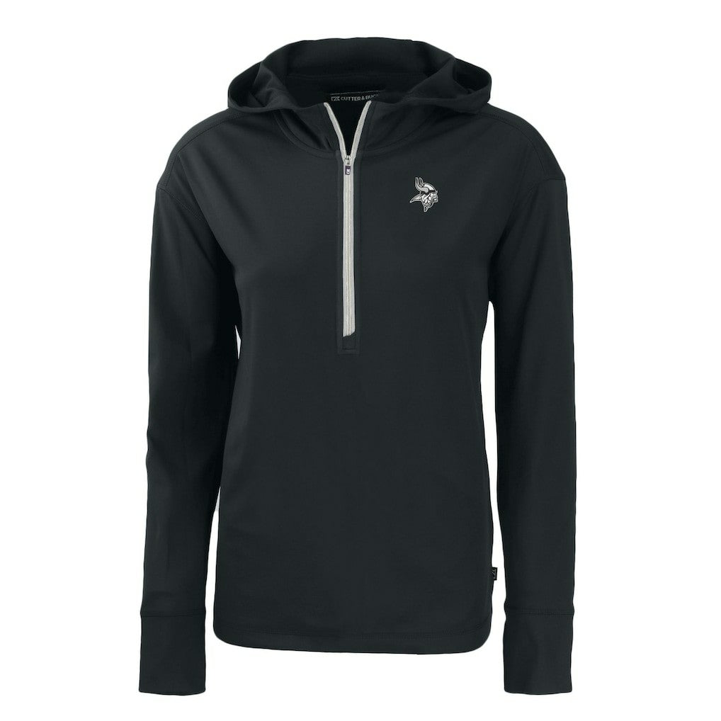 Minnesota Vikings Cutter & Buck Women's Daybreak Eco Recycled Half-Zip Hoodie - Black Hoodies