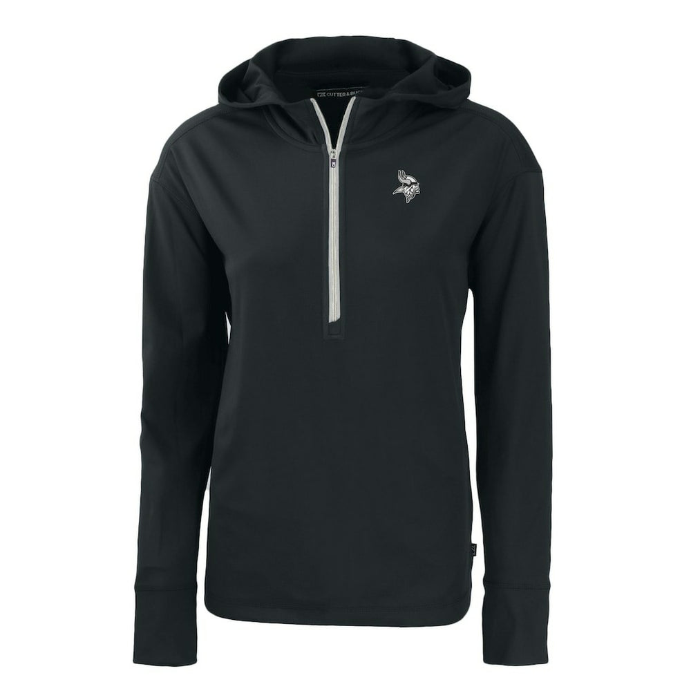 Minnesota Vikings Cutter & Buck Women's Daybreak Eco Recycled Half-Zip Hoodie - Black Hoodies