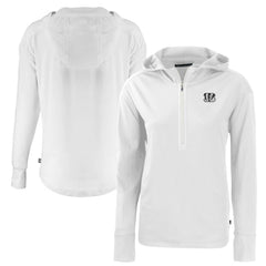 Cincinnati Bengals Cutter & Buck Women's Daybreak Eco Recycled Half-Zip Hoodie - White Hoodies