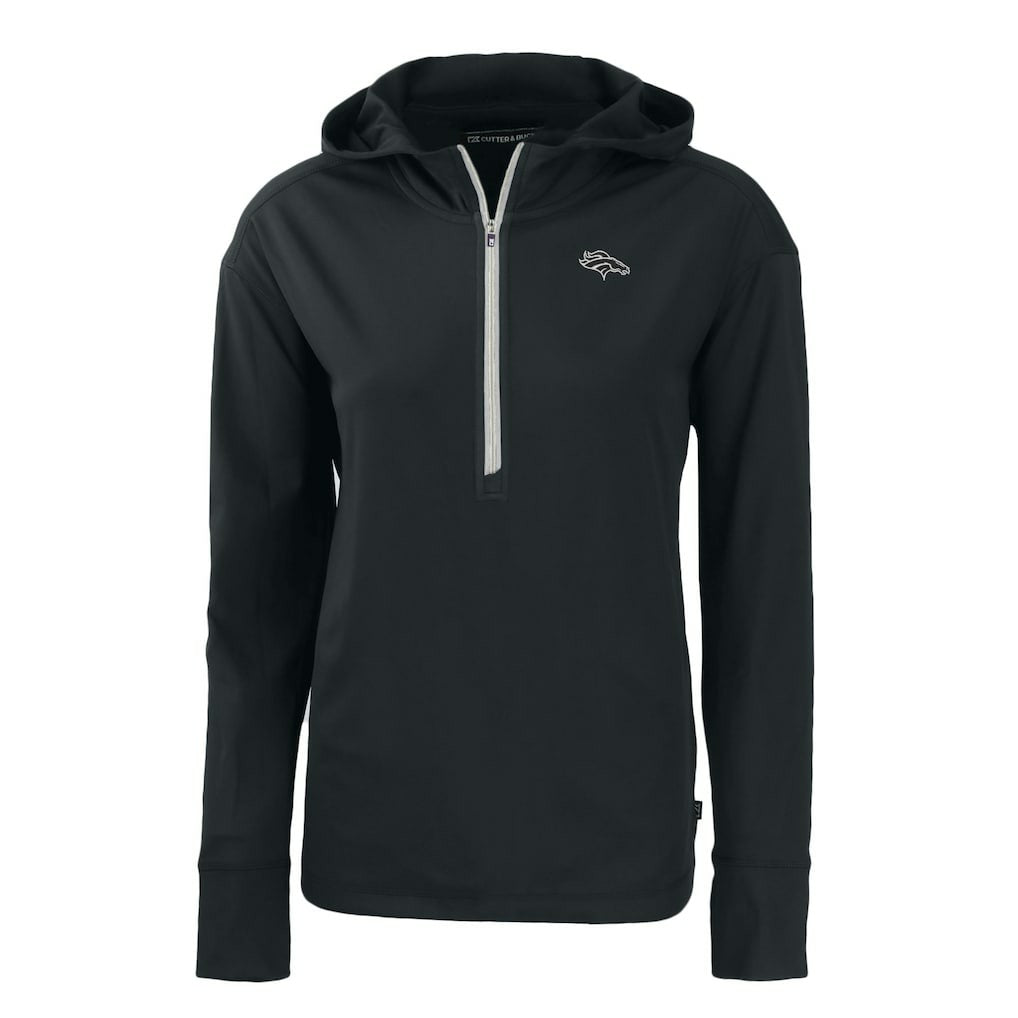Denver Broncos Cutter & Buck Women's Daybreak Eco Recycled Half-Zip Hoodie - Black Hoodies