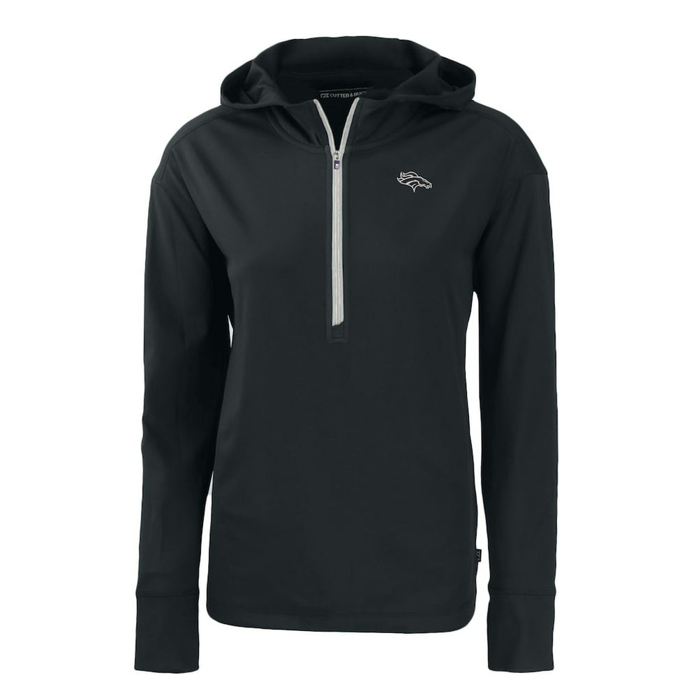 Denver Broncos Cutter & Buck Women's Daybreak Eco Recycled Half-Zip Hoodie - Black Hoodies