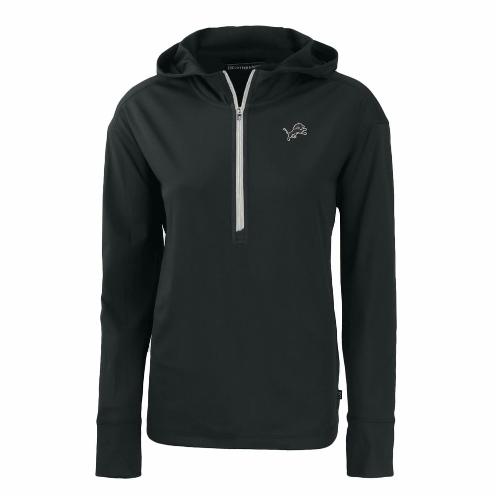 Detroit Lions Cutter & Buck Women's Daybreak Eco Recycled Half-Zip Hoodie - Black Hoodies