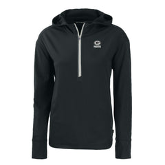 Green Bay Packers Cutter & Buck Women's Daybreak Eco Recycled Half-Zip Hoodie - Black Hoodies