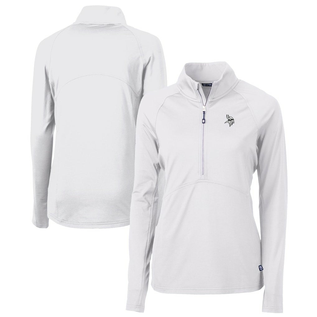 Minnesota Vikings Cutter & Buck Women's Adapt Eco Knit Stretch Recycled Half-Zip Pullover Top - White Pullover