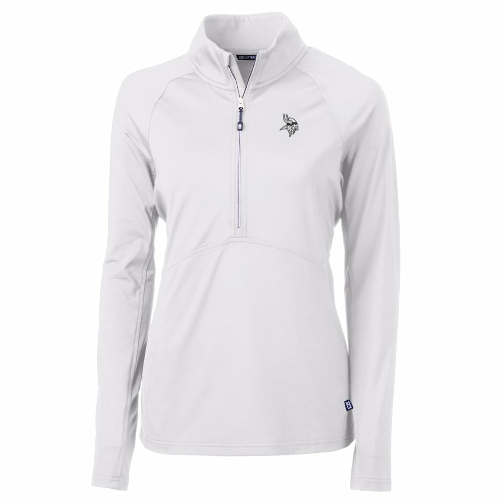 Minnesota Vikings Cutter & Buck Women's Adapt Eco Knit Stretch Recycled Half-Zip Pullover Top - White Pullover