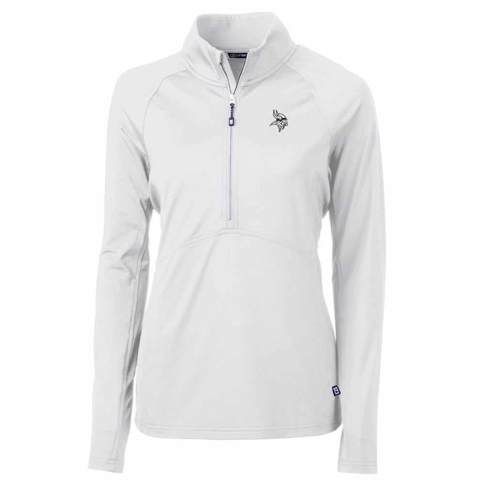 Minnesota Vikings Cutter & Buck Women's Adapt Eco Knit Stretch Recycled Half-Zip Pullover Top - White Pullover