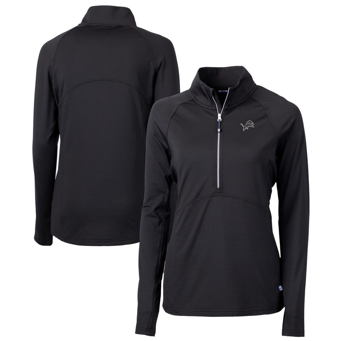 Detroit Lions Cutter & Buck Women's Adapt Eco Knit Stretch Recycled Half-Zip Pullover Top - Black Pullover