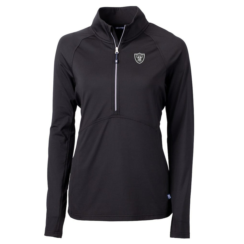 Las Vegas Raiders Cutter & Buck Women's Adapt Eco Knit Stretch Recycled Half-Zip Pullover Top - Black Pullover