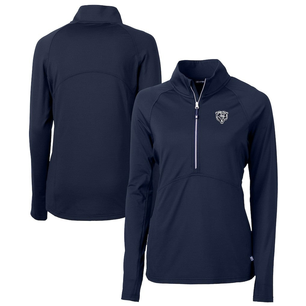 Chicago Bears Cutter & Buck Women's Adapt Eco Knit Stretch Recycled Half-Zip Pullover Top - Navy Pullover