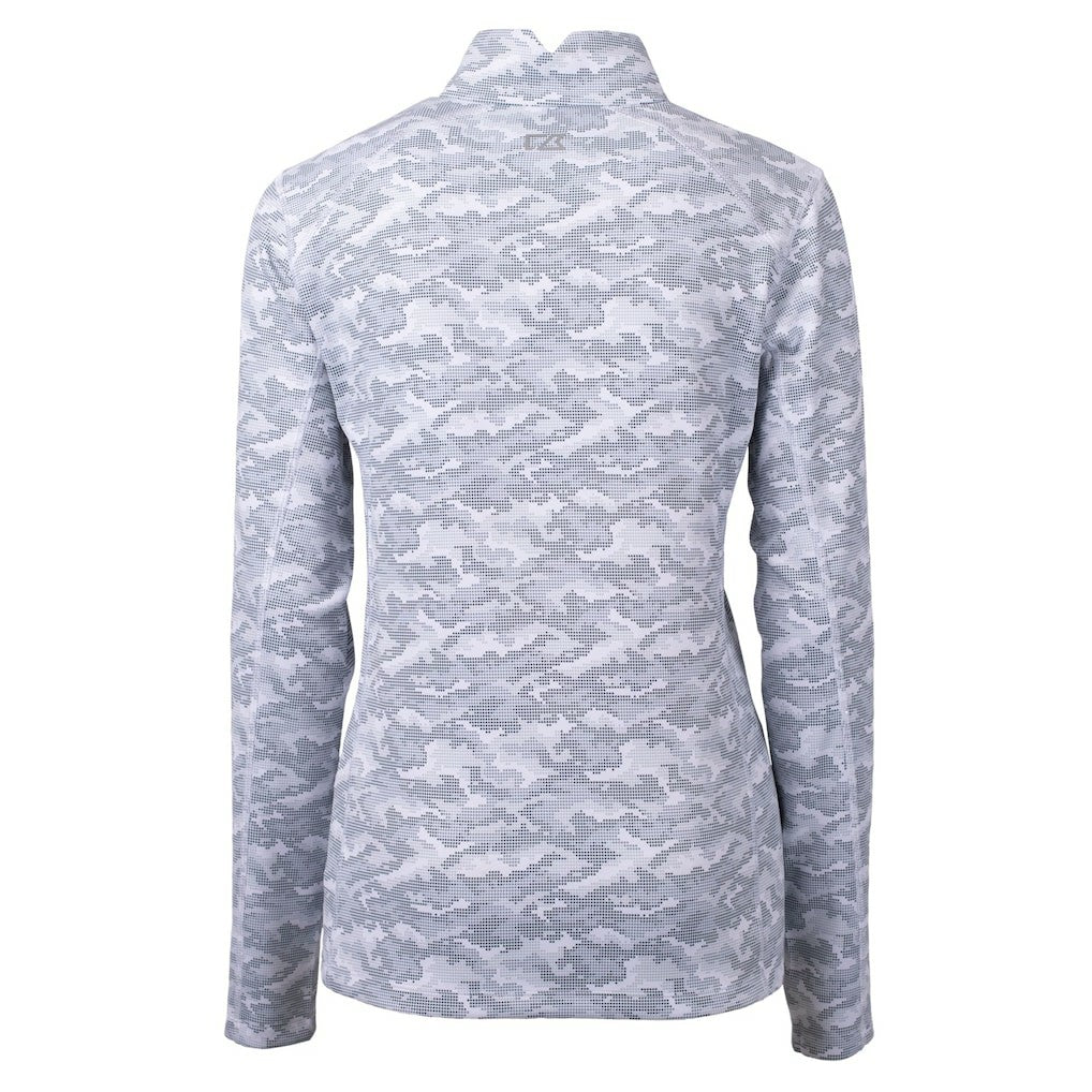 Minnesota Vikings Cutter & Buck Women's Traverse Camo Print Stretch Tri-Blend Quarter-Zip Top - Gray Tops