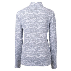 Minnesota Vikings Cutter & Buck Women's Traverse Camo Print Stretch Tri-Blend Quarter-Zip Top - Gray Tops