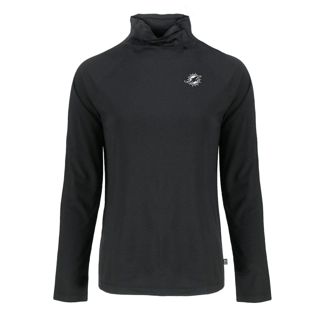 Miami Dolphins Cutter & Buck Women's Coastline Epic Comfort Eco Recycled Funnel Neck Pullover Sweatshirt - Black Pullover