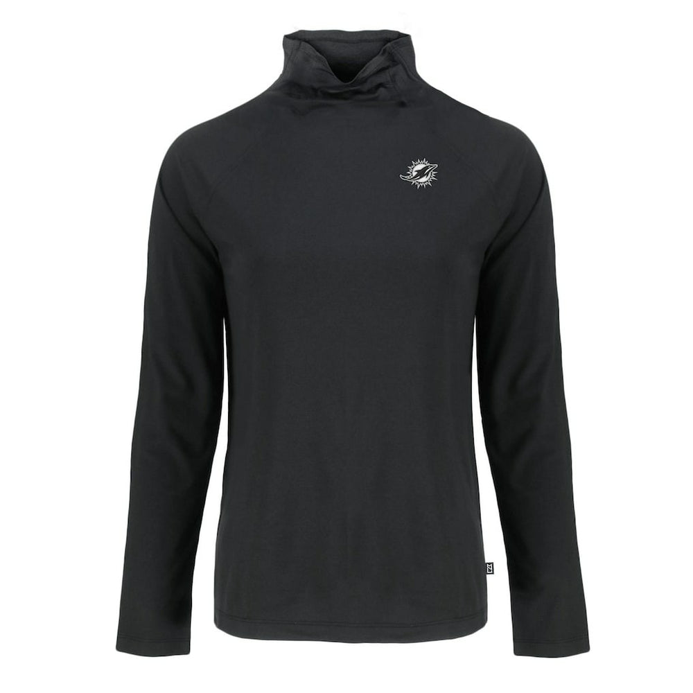Miami Dolphins Cutter & Buck Women's Coastline Epic Comfort Eco Recycled Funnel Neck Pullover Sweatshirt - Black Pullover