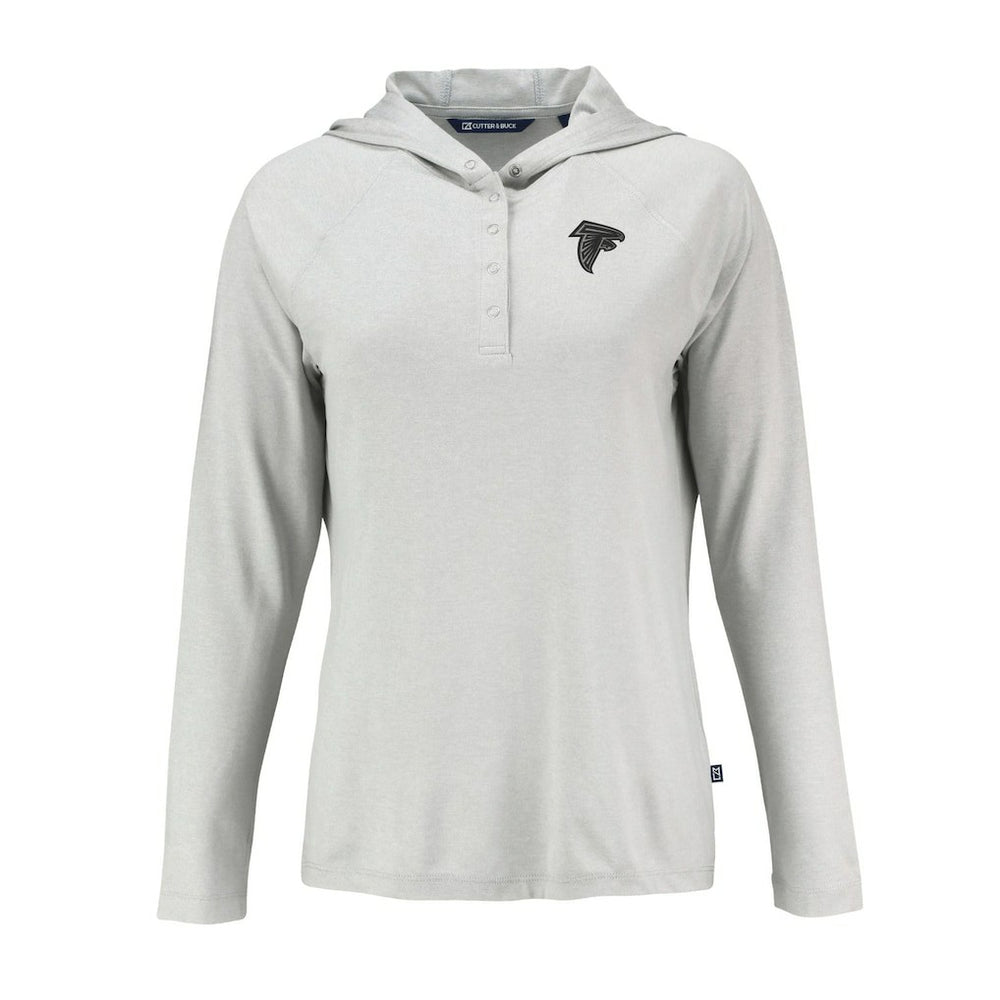 Atlanta Falcons Cutter & Buck Women's Coastline Epic Comfort Eco Recycled Long Sleeve Hoodie T-Shirt - Gray Hoodies
