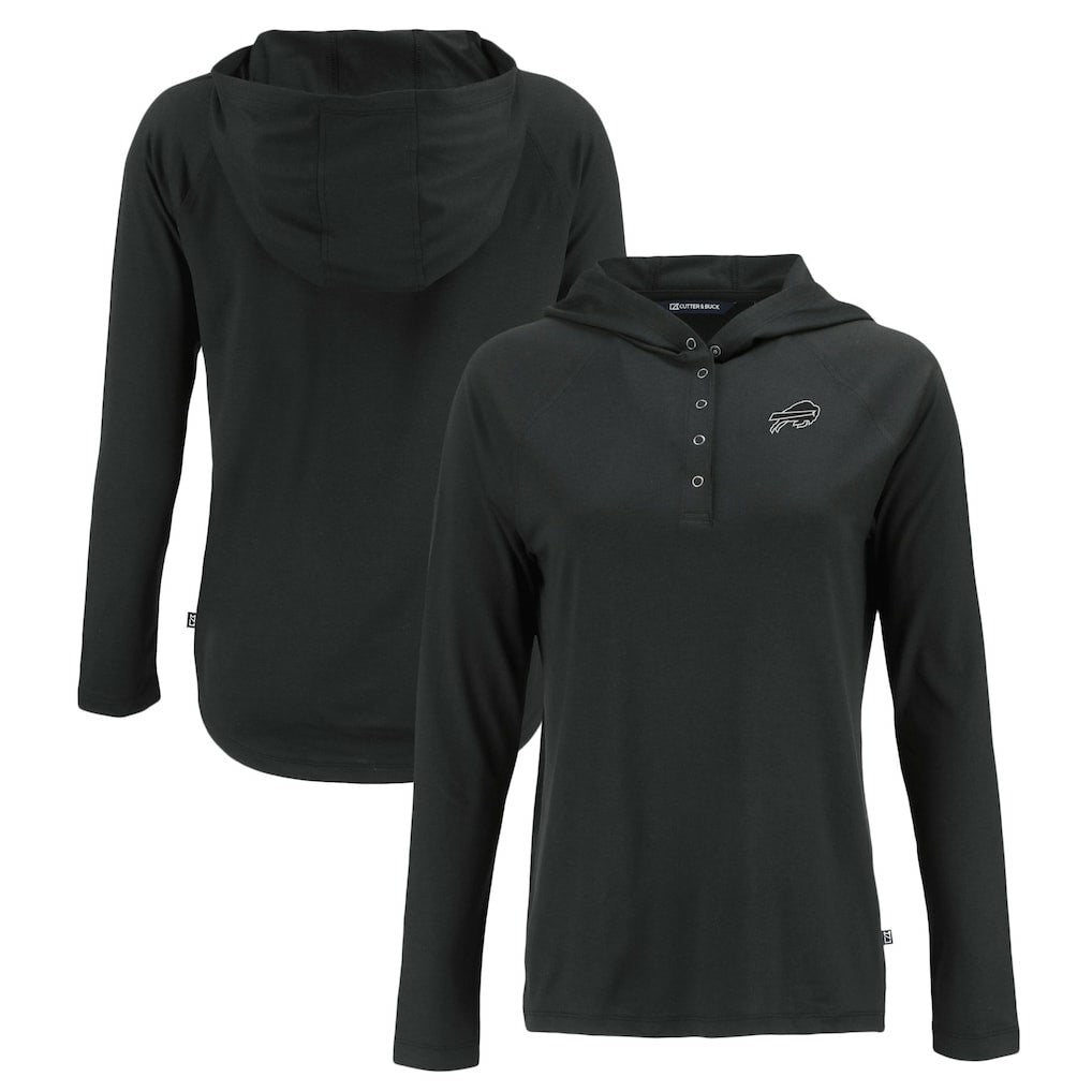 Buffalo Bills Cutter & Buck Women's Coastline Epic Comfort Eco Recycled Long Sleeve Hoodie T-Shirt - Black Hoodies