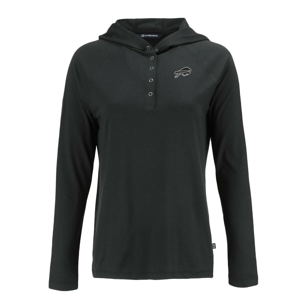 Buffalo Bills Cutter & Buck Women's Coastline Epic Comfort Eco Recycled Long Sleeve Hoodie T-Shirt - Black Hoodies