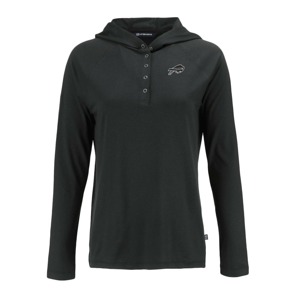 Buffalo Bills Cutter & Buck Women's Coastline Epic Comfort Eco Recycled Long Sleeve Hoodie T-Shirt - Black Hoodies