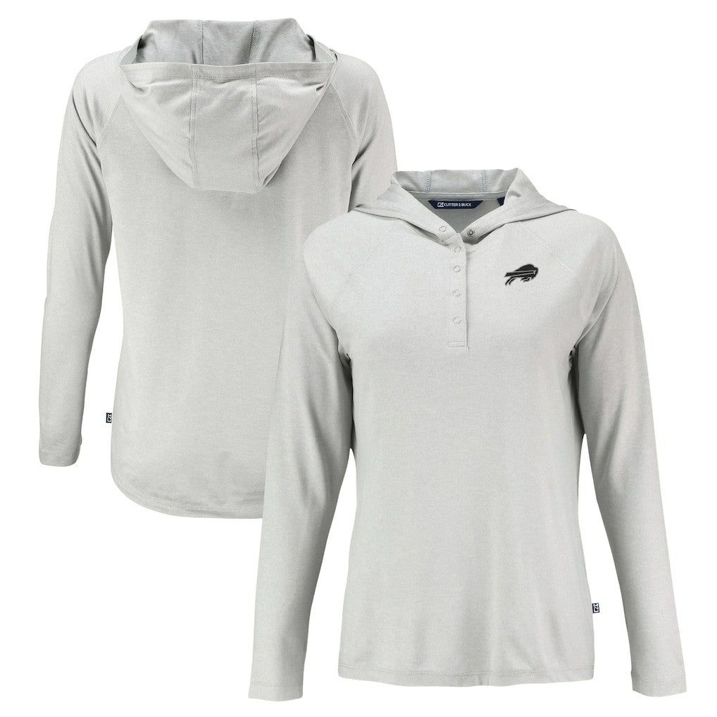 Buffalo Bills Cutter & Buck Women's Coastline Epic Comfort Eco Recycled Long Sleeve Hoodie T-Shirt - Gray Hoodies