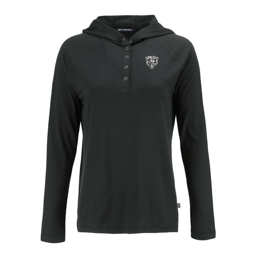 Chicago Bears Cutter & Buck Women's Coastline Epic Comfort Eco Recycled Long Sleeve Hoodie T-Shirt - Black Hoodies