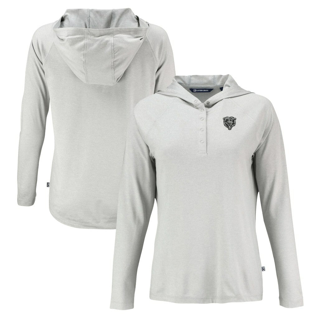 Chicago Bears Cutter & Buck Women's Coastline Epic Comfort Eco Recycled Long Sleeve Hoodie T-Shirt - Gray Hoodies