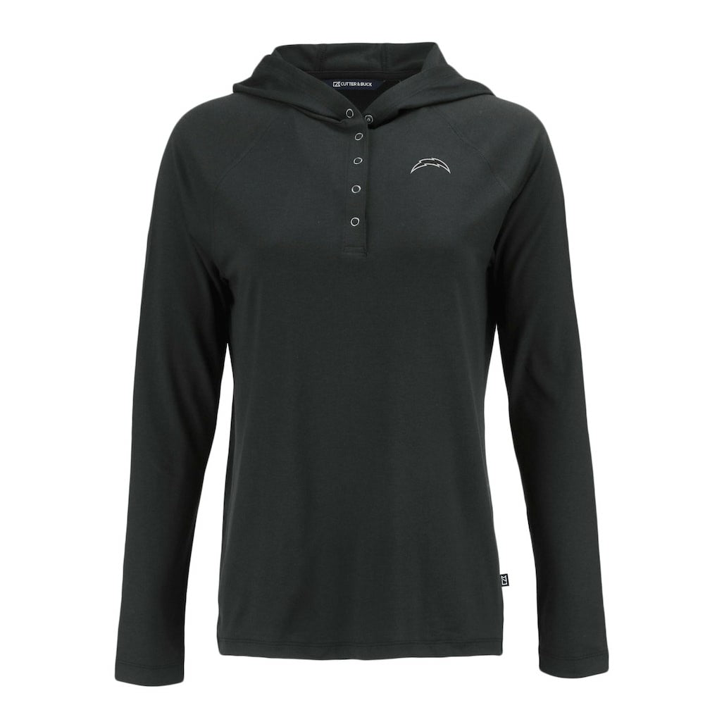 Los Angeles Chargers Cutter & Buck Women's Coastline Epic Comfort Eco Recycled Long Sleeve Hoodie T-Shirt - Black Hoodies