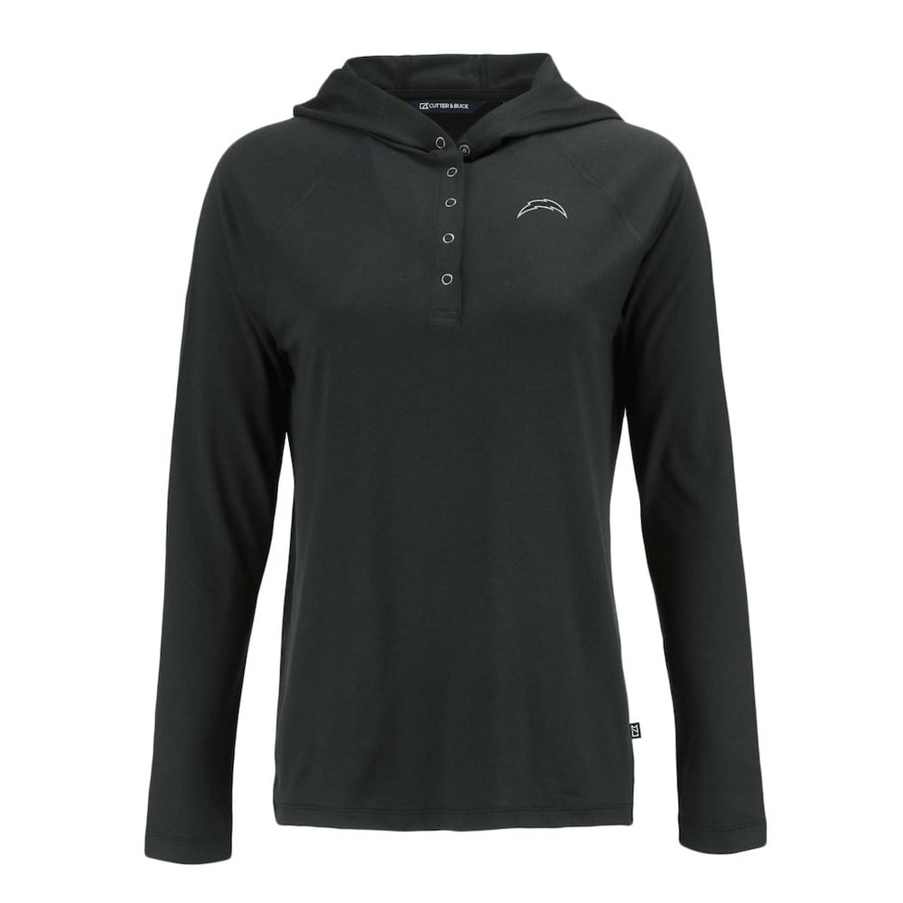 Los Angeles Chargers Cutter & Buck Women's Coastline Epic Comfort Eco Recycled Long Sleeve Hoodie T-Shirt - Black Hoodies