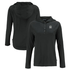Green Bay Packers Cutter & Buck Women's Coastline Epic Comfort Eco Recycled Long Sleeve Hoodie T-Shirt - Black Hoodies