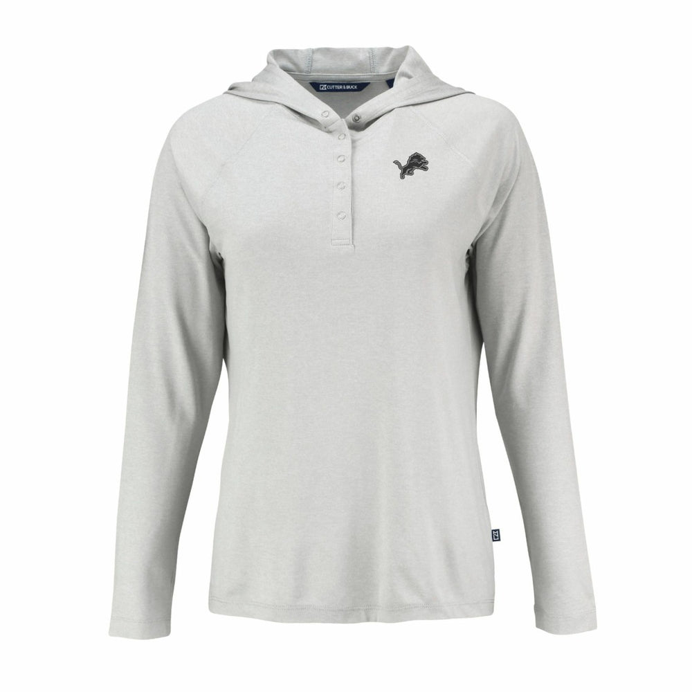 Detroit Lions Cutter & Buck Women's Coastline Epic Comfort Eco Recycled Long Sleeve Hoodie T-Shirt - Gray Hoodies