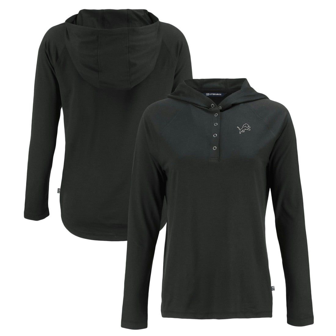 Detroit Lions Cutter & Buck Women's Coastline Epic Comfort Eco Recycled Long Sleeve Hoodie T-Shirt - Black Hoodies