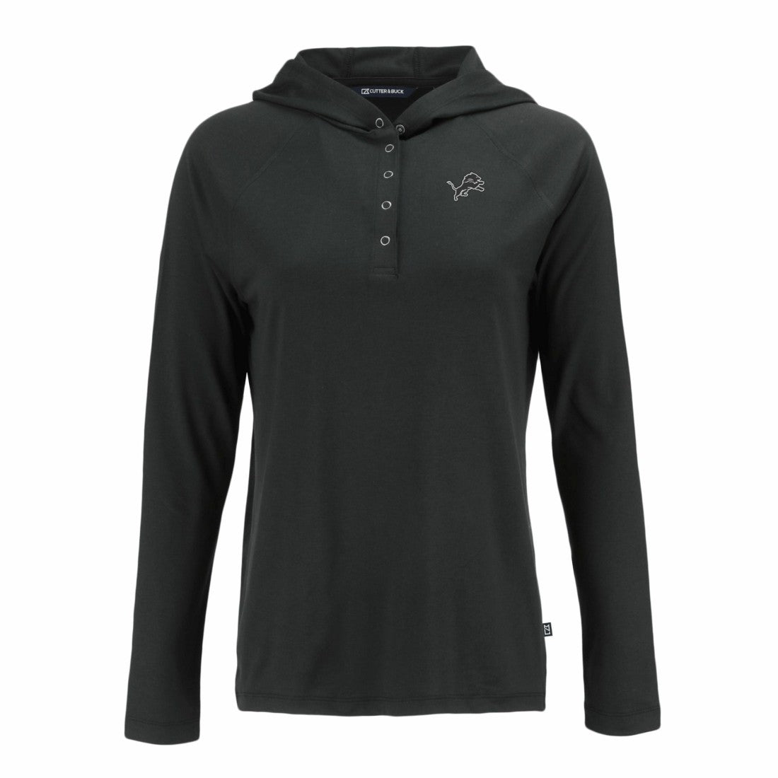 Detroit Lions Cutter & Buck Women's Coastline Epic Comfort Eco Recycled Long Sleeve Hoodie T-Shirt - Black Hoodies