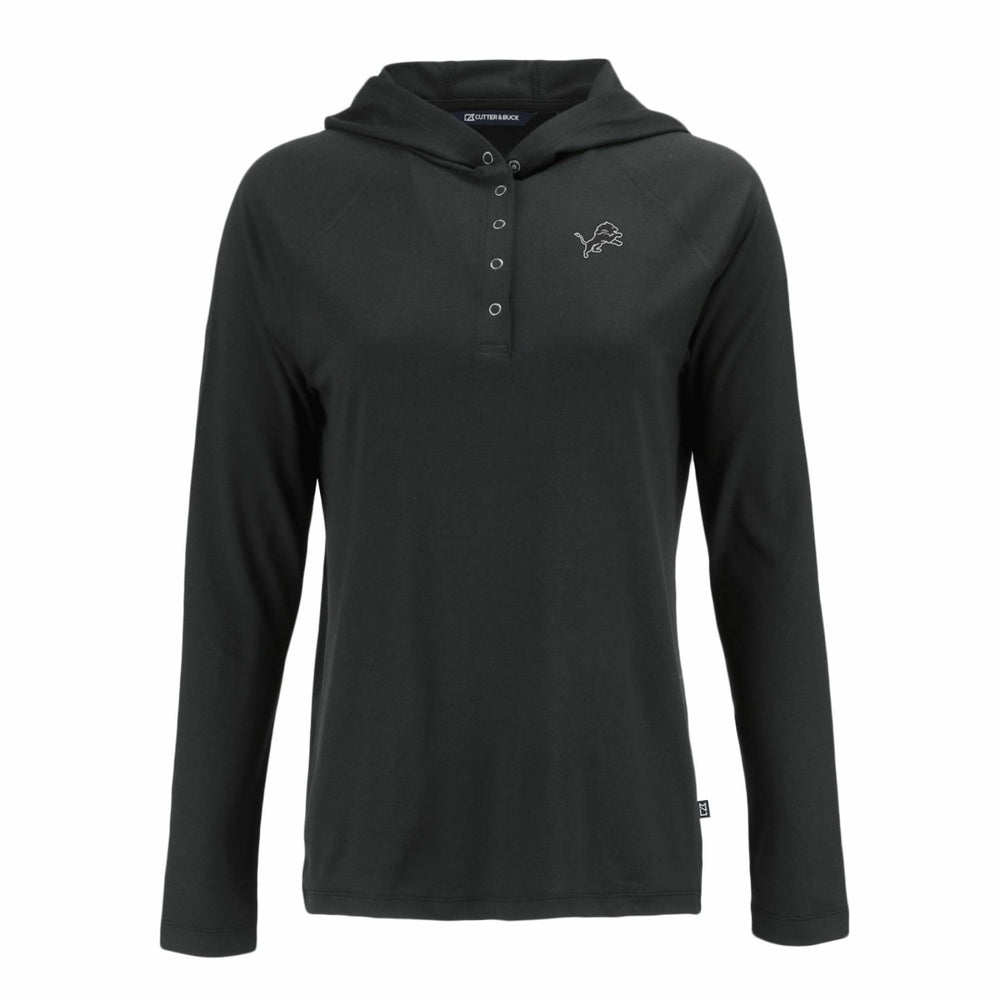 Detroit Lions Cutter & Buck Women's Coastline Epic Comfort Eco Recycled Long Sleeve Hoodie T-Shirt - Black Hoodies